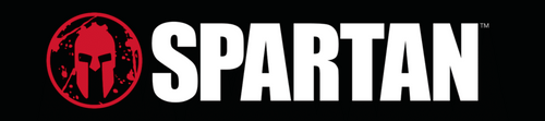 Spartan logo with red circle and helmet on a black background